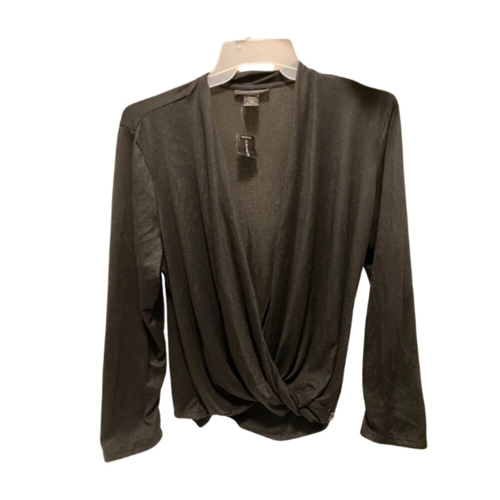 Ashley Stewart Black Drape Front Blouse Size-18/20